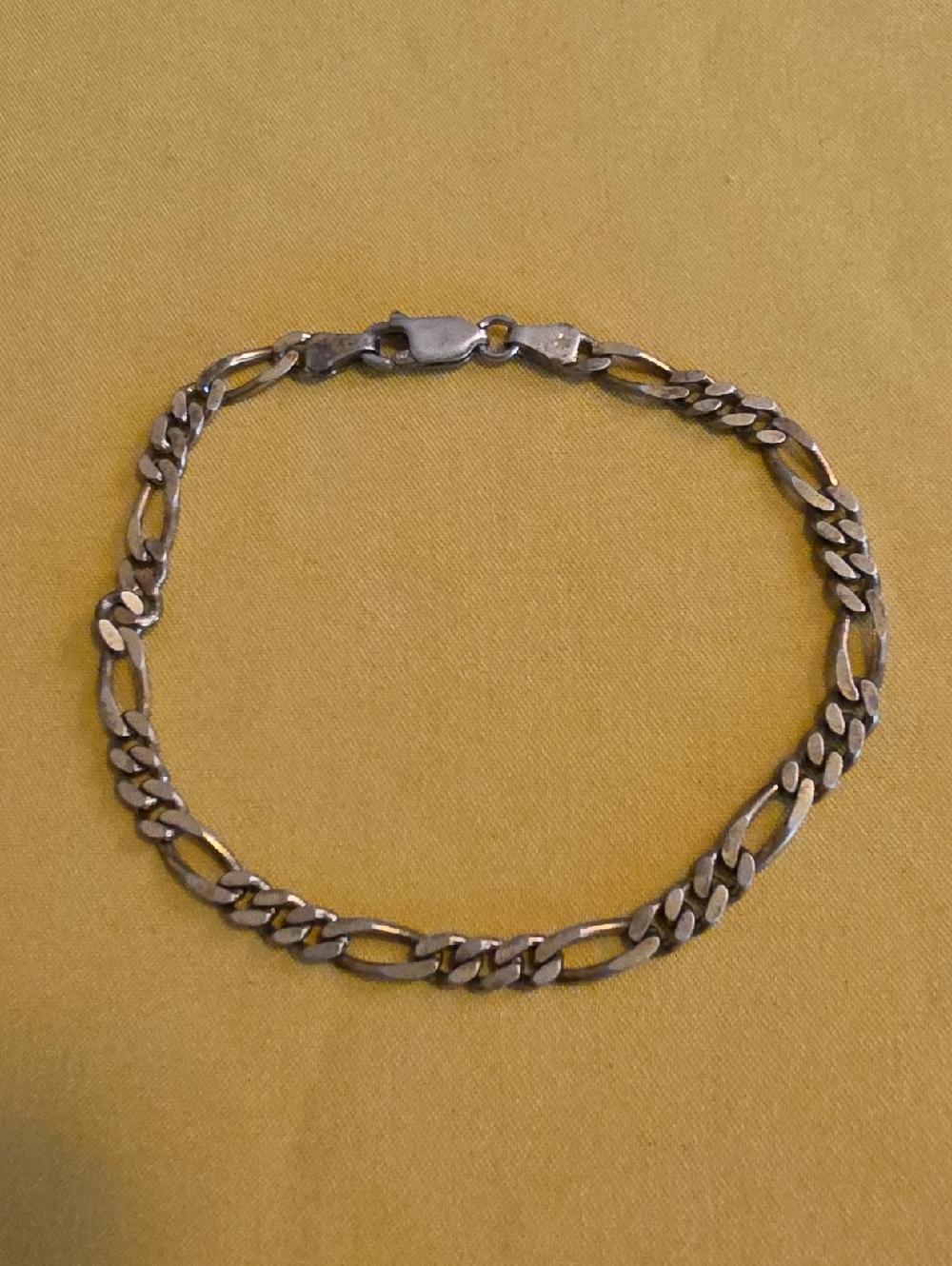 Vintage 925 Italy Sterling Silver Figaro Chain Bracelet